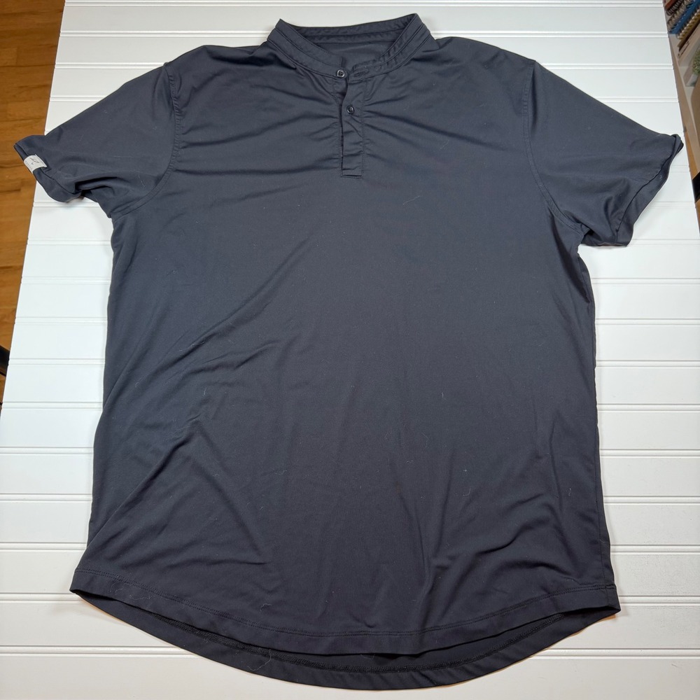 Mantra Catalyst Performance Polo Shirt Men XL Black Mandarin Collar Short Sleeve